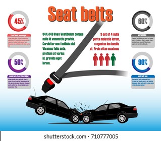 Seat Belt Statistics Infographics Vector Template Stock Vector (Royalty ...
