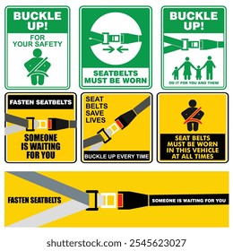 Seat Belt sticker and label vector