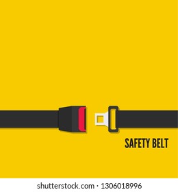 Seat Belt Vector Icon Isolated On Yellow Background. Safety Of Movement On Car, Airplane.