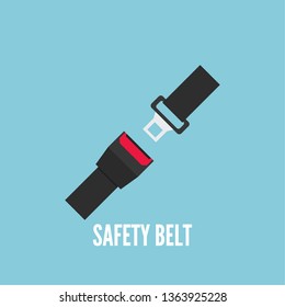 Seat Belt vector icon isolated on blue background. Safety of movement on car, airplane.