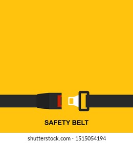 Seat Belt vector icon isolated on yellow background. Safety of movement on car