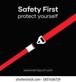 Seat belt vector illustration. Black background