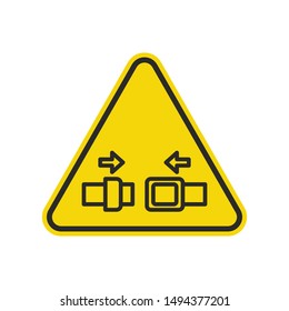 Seat Belt Warning Sign Isolated On White Background. Yellow Triangle Caution Symbol Simple, Flat, Vector, Icon You Can Use Your Website Design, Mobile App Or Industrial Design. Vector Illustration