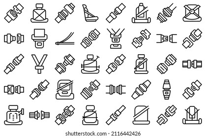 Seat belts icons set outline vector. Safety drive. Car road