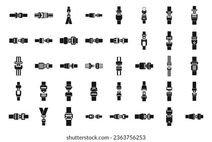 Seat belts icons set simple vector. Safety drive. Safe car road