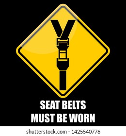 seat belts must be worn, sticker