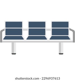 Seat chair vector, airport room bench icon