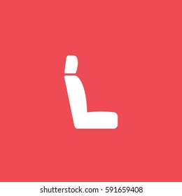 Seat Flat Icon On Red Background