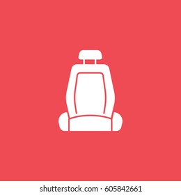 Seat Flat Icon On Red Background