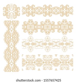 Seat of golden ornamental border decor on white background