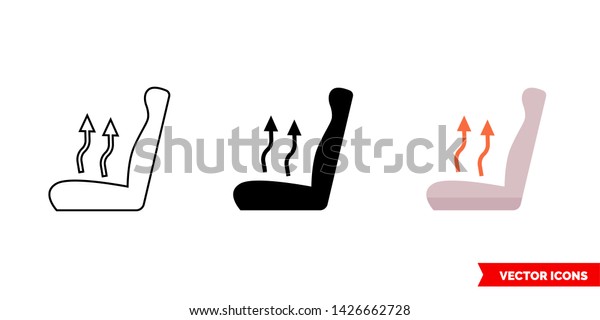 Seat heater icon of 3 types: color,\
black and white, outline. Isolated vector sign\
symbol.