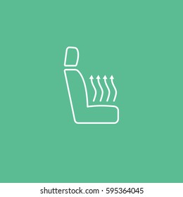 Seat Heating Line Icon On Green Background