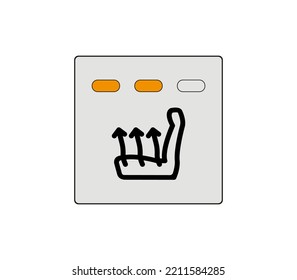 Señal del sistema de calefacción del asiento. Botón de ventilación del asiento y aire acondicionado del coche. Dibujo moderno de sketch de autos. Icono de línea modificable.