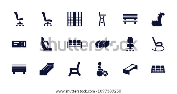 Seat icon. collection of 18 seat filled\
icons such as garden bench, ticket, chair, outdoor chair, bench,\
sofa. editable seat icons for web and\
mobile.