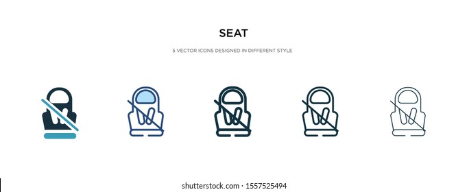 seat icon in different style vector illustration. two colored and black seat vector icons designed in filled, outline, line and stroke style can be used for web, mobile, ui
