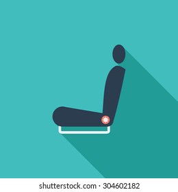 Seat icon. Flat vector related icon with long shadow for web and mobile applications. It can be used as - logo, pictogram, icon, infographic element. Vector Illustration. 