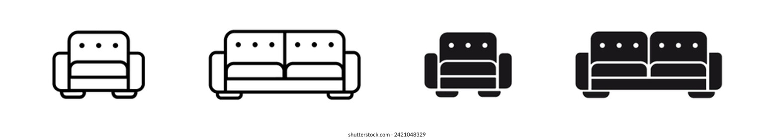 Seat icon illustration. Simple sofa symbol. Isolated graphic illustration couch. Armchair symbol set. Chair icons in vector design flat style