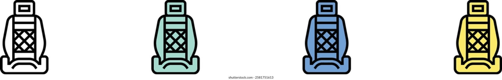 seat icon. Outline, Green, Blue and Yellow Style Design Isolated On White Background