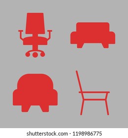 seat icon set. vector set about chair, sofa, desk chair and armchair icons set.