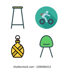 seat icon set. vector set about bar stool, canteen, modern chair and bicycle icons set.