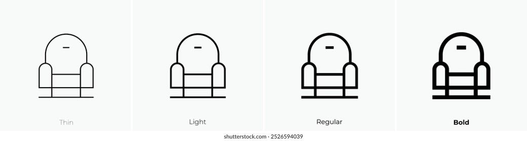 Sitzsymbol. Dünnes, helles Design im regulären und kühlen Stil, einzeln auf weißem Hintergrund