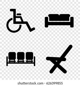 Seat icons set. set of 4 seat filled icons such as sofa, outdoor chair