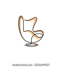 Seat logo in the concept of one line, continuous line. comfortable lounge chair. interiors furniture logo, vector, icon, illustration