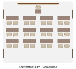 Seat map of Classroom show table and chair Vector