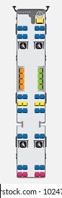 Seat Map of f Trailer Metro or City Bus with wheelchair area Vector and Illustration