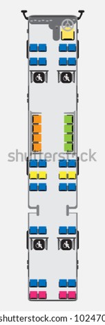 Seat Map of f Trailer Metro or City Bus with wheelchair area Vector and Illustration