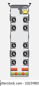 Seat Map of Metro or City Bus with wheelchair area Vector and Illustration