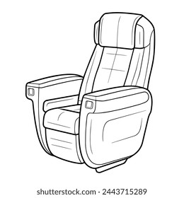 Seat on plane outlined vector icon, perfect for aviation graphics.