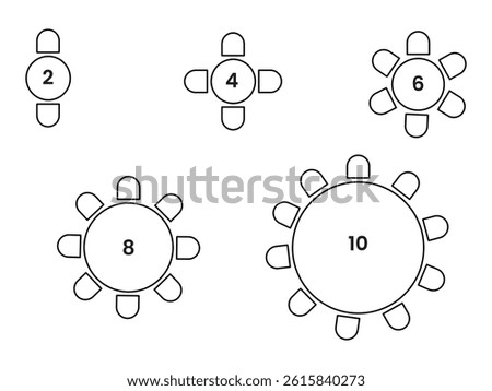seat plan, chairs and tables symbol, scheme architectural plan for office, home, restaurant, customizable stroke, vector