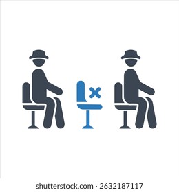 Seat social distance icon. Vector and glyph