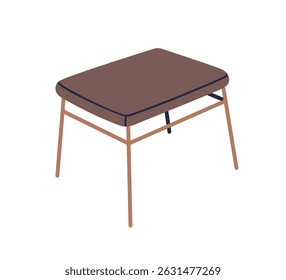 Seat, stool in modern minimalist style. Soft cozy furniture, chair for home interior design, decor. Cushioned footrest, small bench for sitting. Flat vector illustration isolated on white background