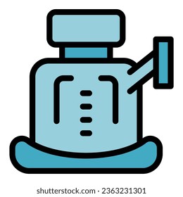 Vector de contorno del icono de la correa del asiento. Cinturón de coche. Color de la unidad segura plano