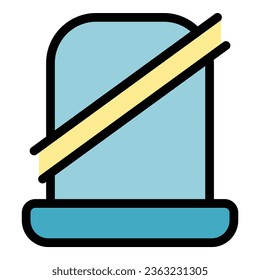Vector de contorno del icono de la correa del asiento. Conducción segura. Color del cinturón de seguridad plano