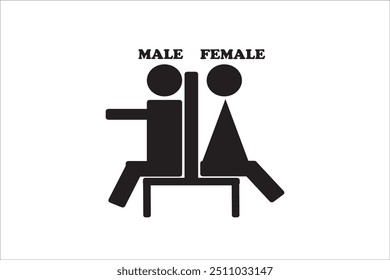 seat symbols for male and female on white background and black symbols, vector illustration.