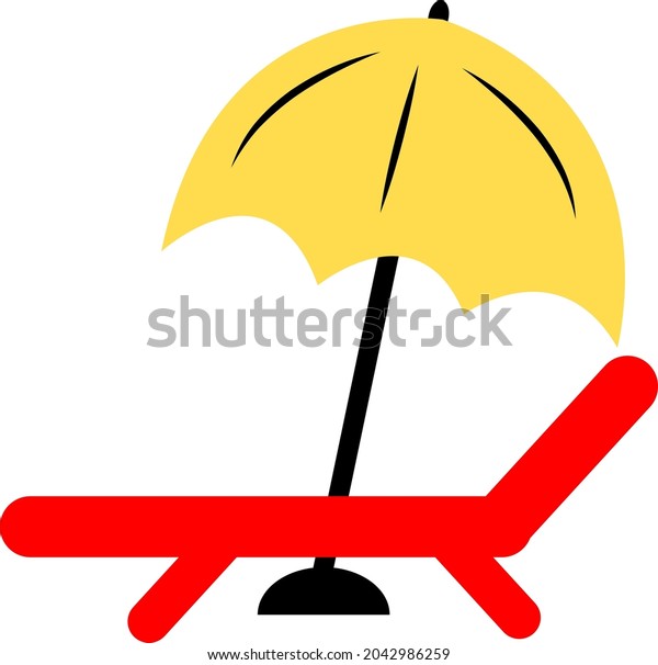 Seat under umbrella, illustration, vector, on
a white background.