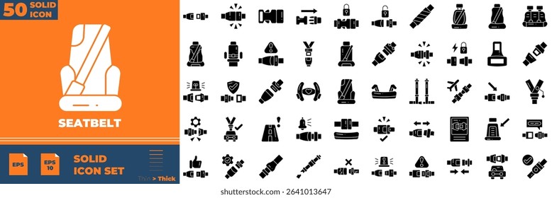 Seatbealt Solid Editable Icons set. Vector illustration in modern thin solid style of seatbelt icons: belt, drive, safe, etc