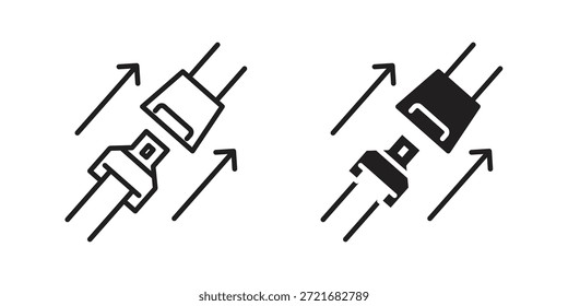 Paquete de Vector de carrera plana y delgada con icono de cinturón de seguridad. Conjunto de iconos editables