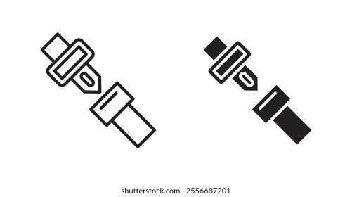 Seatbelt icon set in Thin line black color.