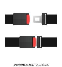 Seatbelt. Open And Closed Set. Vector