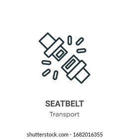Seatbelt outline vector icon. Thin line black seatbelt icon, flat vector simple element illustration from editable transport concept isolated stroke on white background