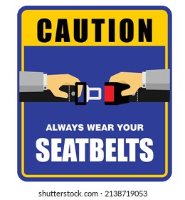 SEATBELTS, Before Driving A Car, Do A Simple Safety Check, Sticker Vector