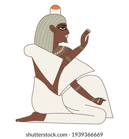 Seated ancient Egyptian man or pharaoh. Blessing gesture.