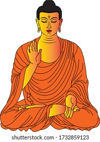 Seated Buddha in the lotus position simply colored 