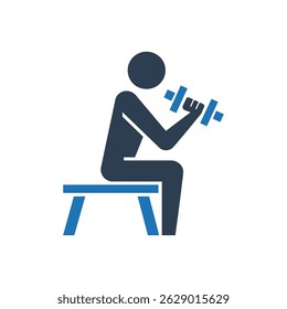 Seated Dumbbell Curl Icon Isolated On White Background