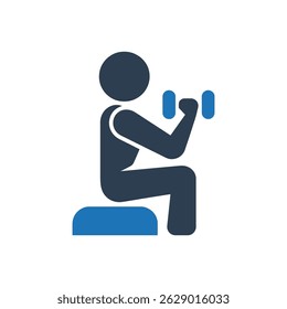 Icono de rizo de mancuerna sentado aislado sobre fondo blanco