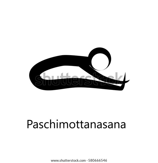 Seated Forward Bend Paschimottanasana Yoga Position Stock Vector